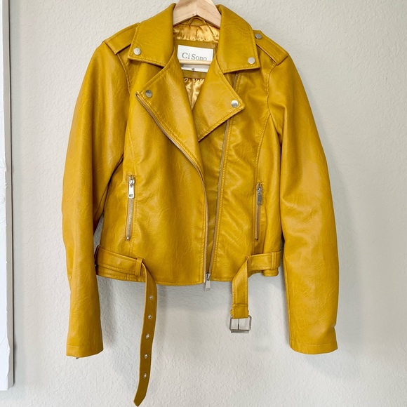 Mustard Faux Leather Jacket - Picture 4 of 9